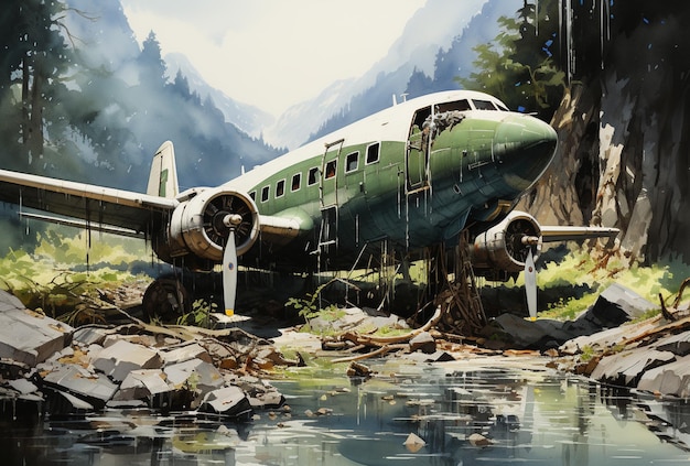 painting-plane-sitting-ground-near-body-water-generative-ai_958138-30279.jpg